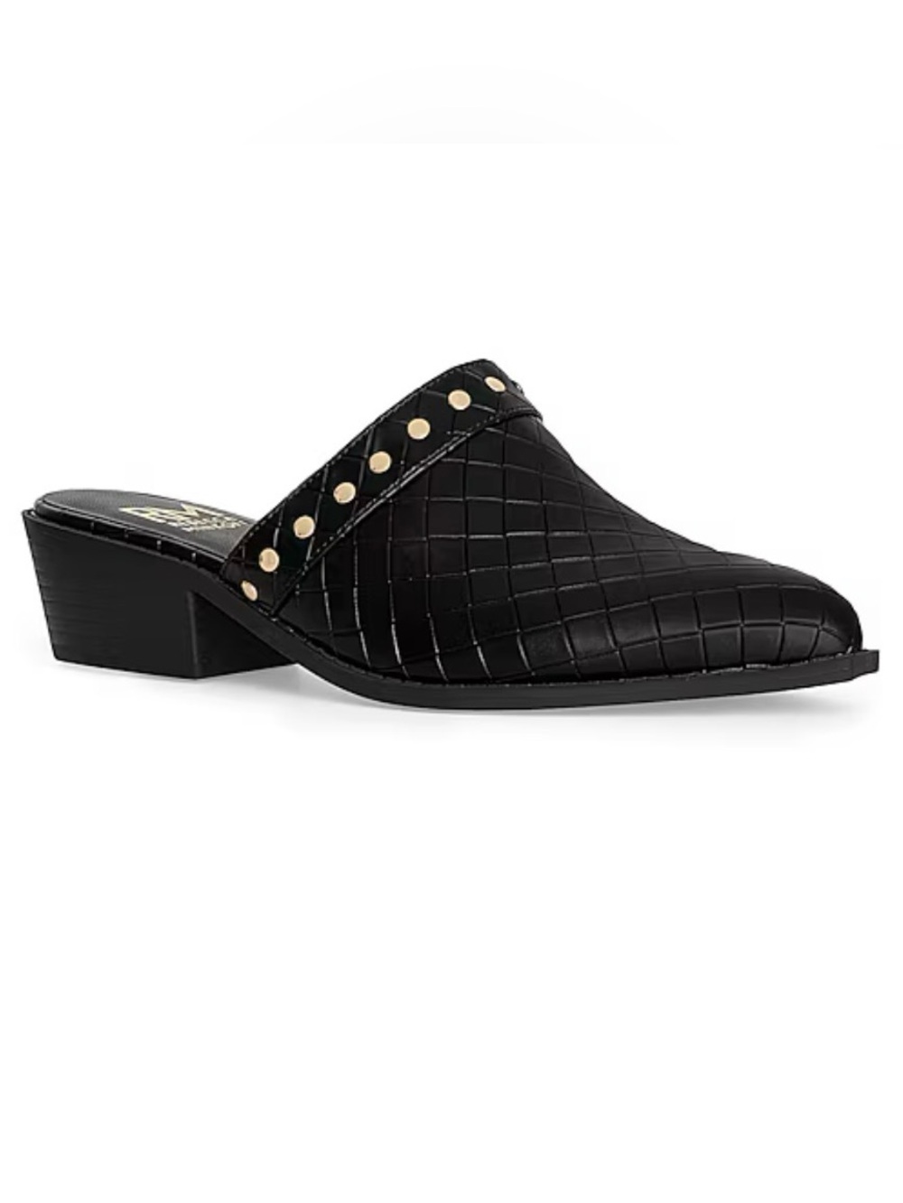 Rebecca Minkoff Barb Studded Croc-Embossed Mule | Black | Size 7 | NWT